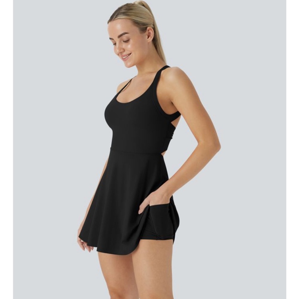 Backless twist easy peasy dress with built in shorts
